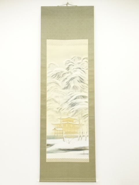 JAPANESE HANGING SCROLL / HAND PAINTED / KINKAKU-JI TEMPLE